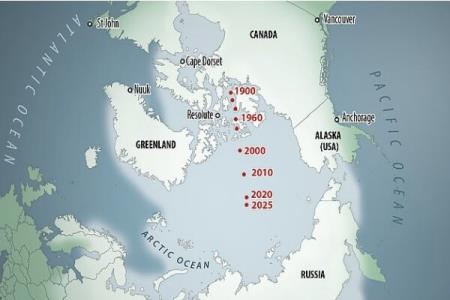 قطب مغناطیسی شمال زمین با سرعت تغییر می كند